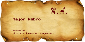 Major Ambró névjegykártya
